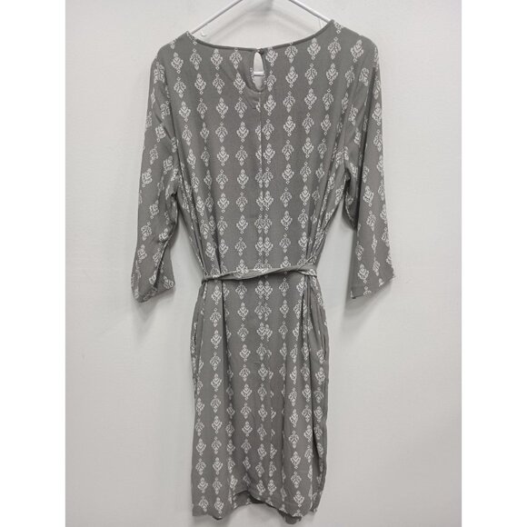 De Collection Womens Shifting Sand Dress Large Gray Garden Crest Midi Cottage - Picture 11 of 11